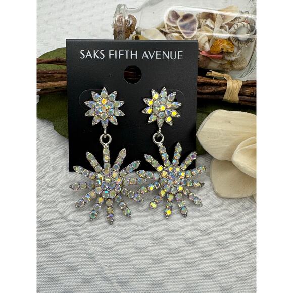 Saks Fifth Avenue Crystal Starburst Drop Earrings – Statement Sparkle! - Picture 4 of 7